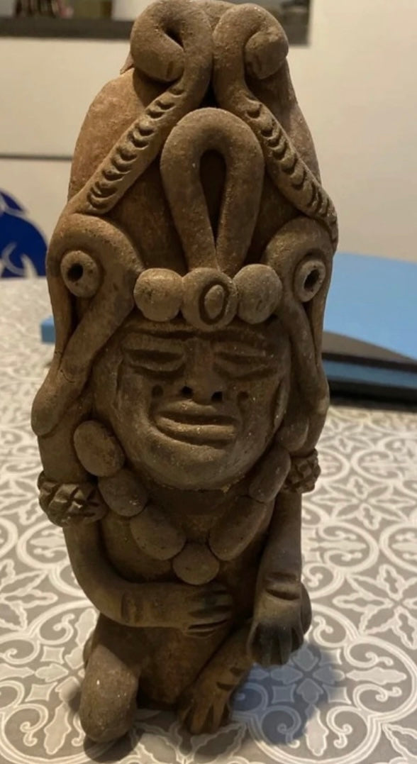 Sculpture statue ancienne précolombienne en terre cuite hauteur 21 cm