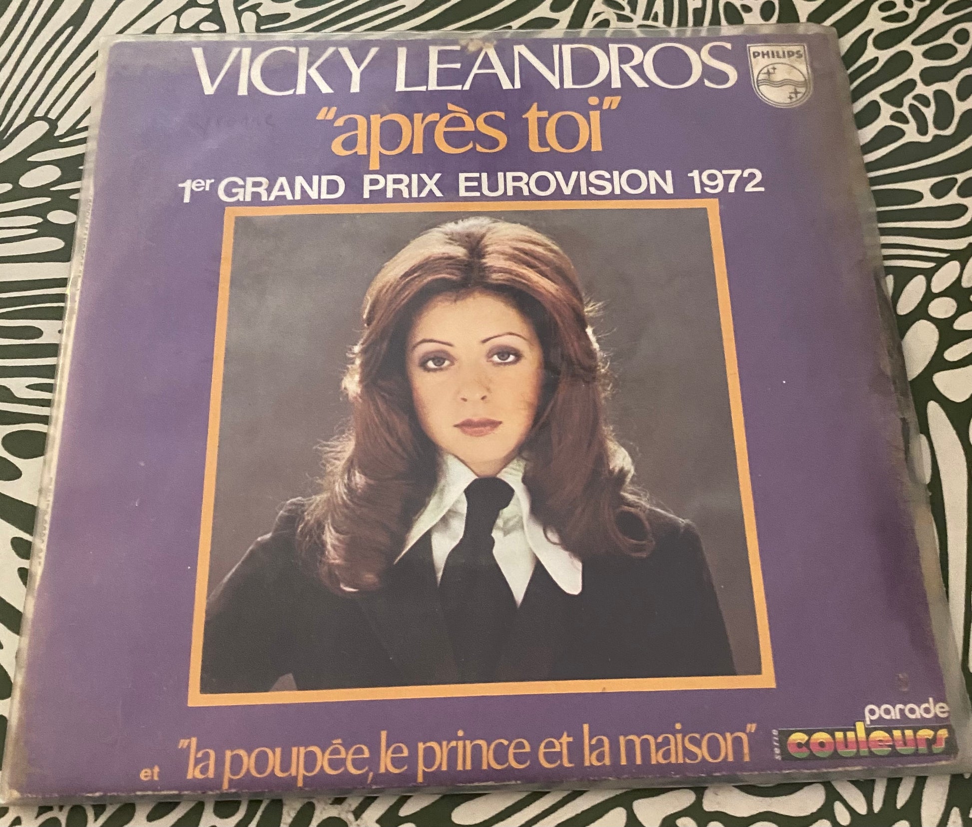 Disque vinyle 45 tours Vicky Leandros. Après toi. 1er prix Eurovision 1972