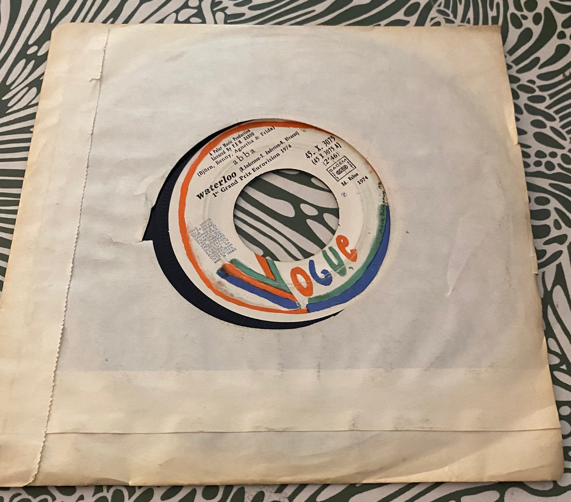 Disque vinyle 45 Tours ABBA. Waterloo 1974