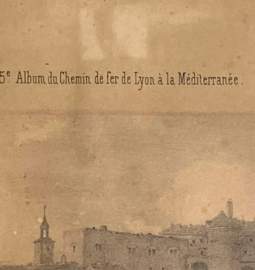Affiche ancienne cadre document 5e Album du chemin de fer Lyon. La Voulte.
