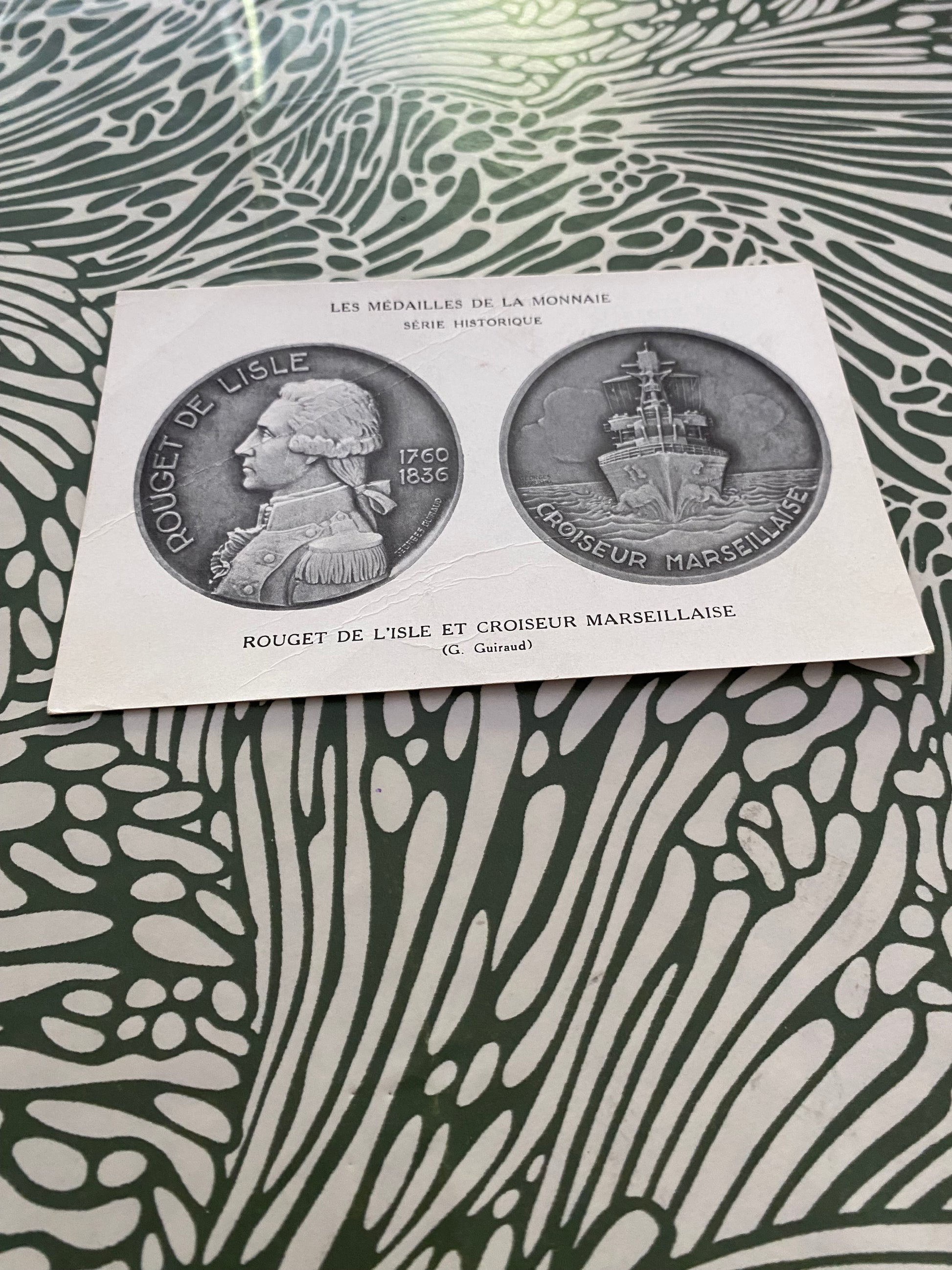 Carte postale ancienne les médailles de la monnaie serie historique. Rouget de l’Isle et Croiseur marseillaise