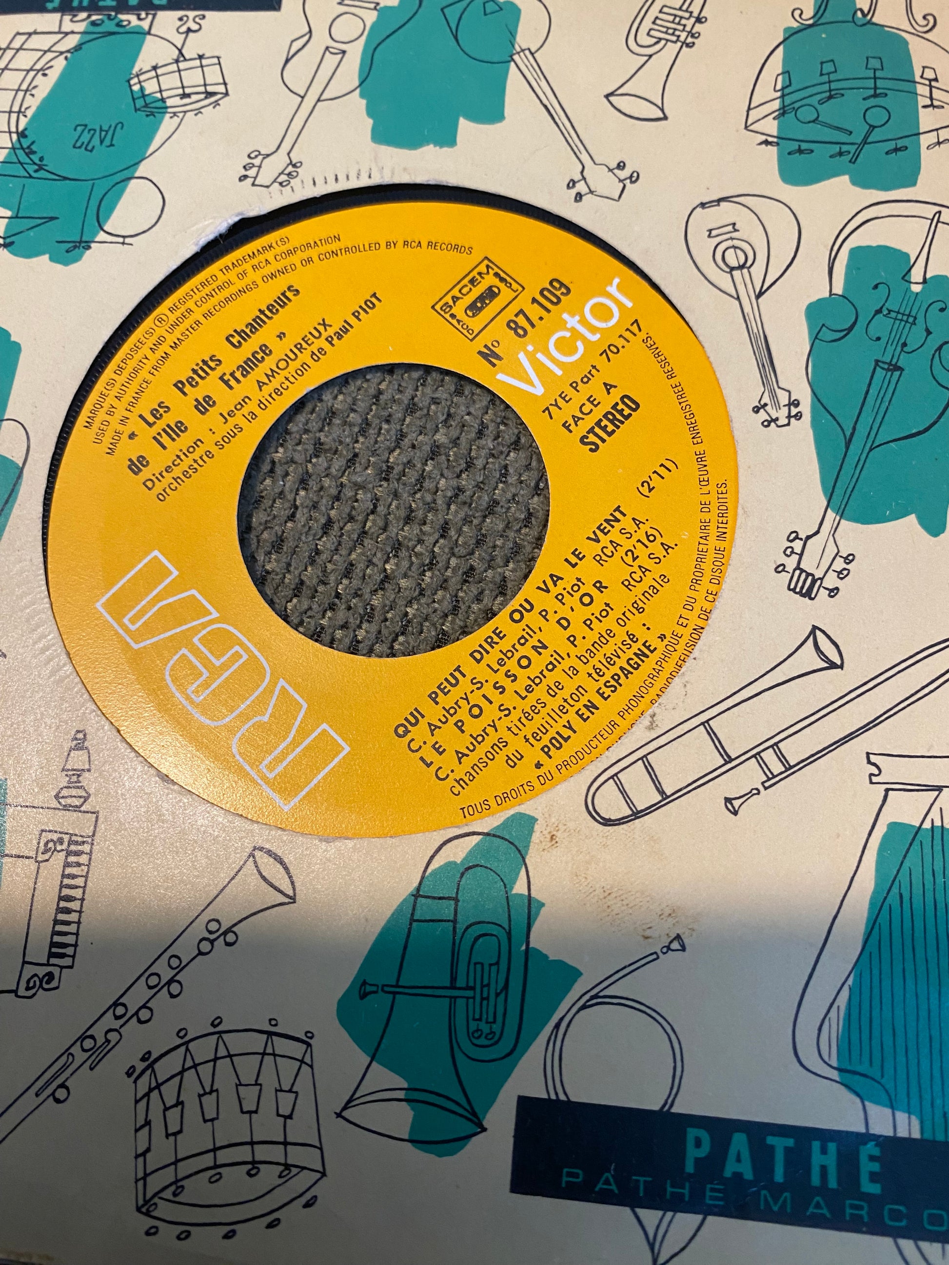 Disque vinyle 45 tours les petits chanteurs de l’île de France. Qui peut dire où va le vent