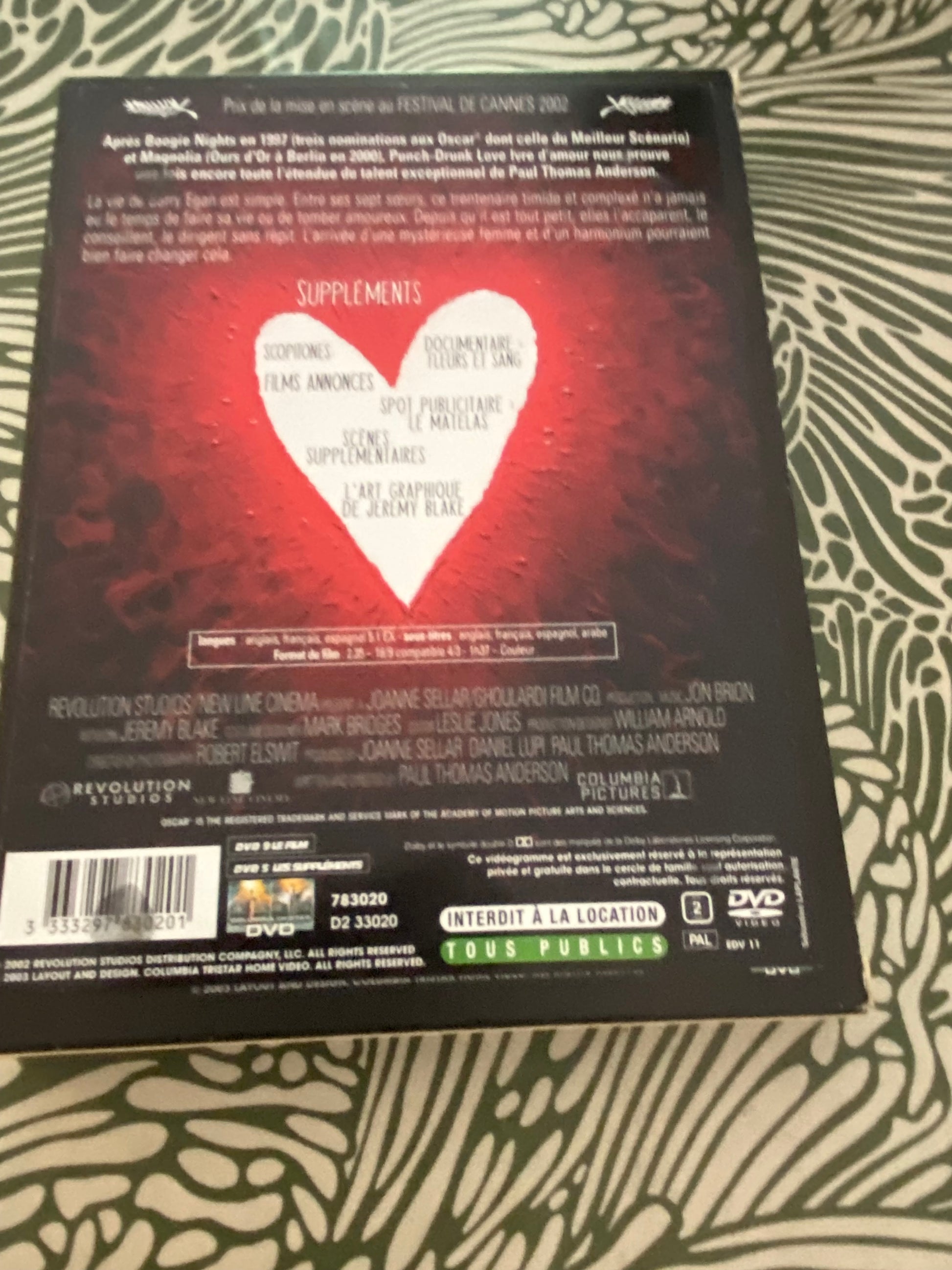 DVD film Punch Drunk Love. Ivre d’amour