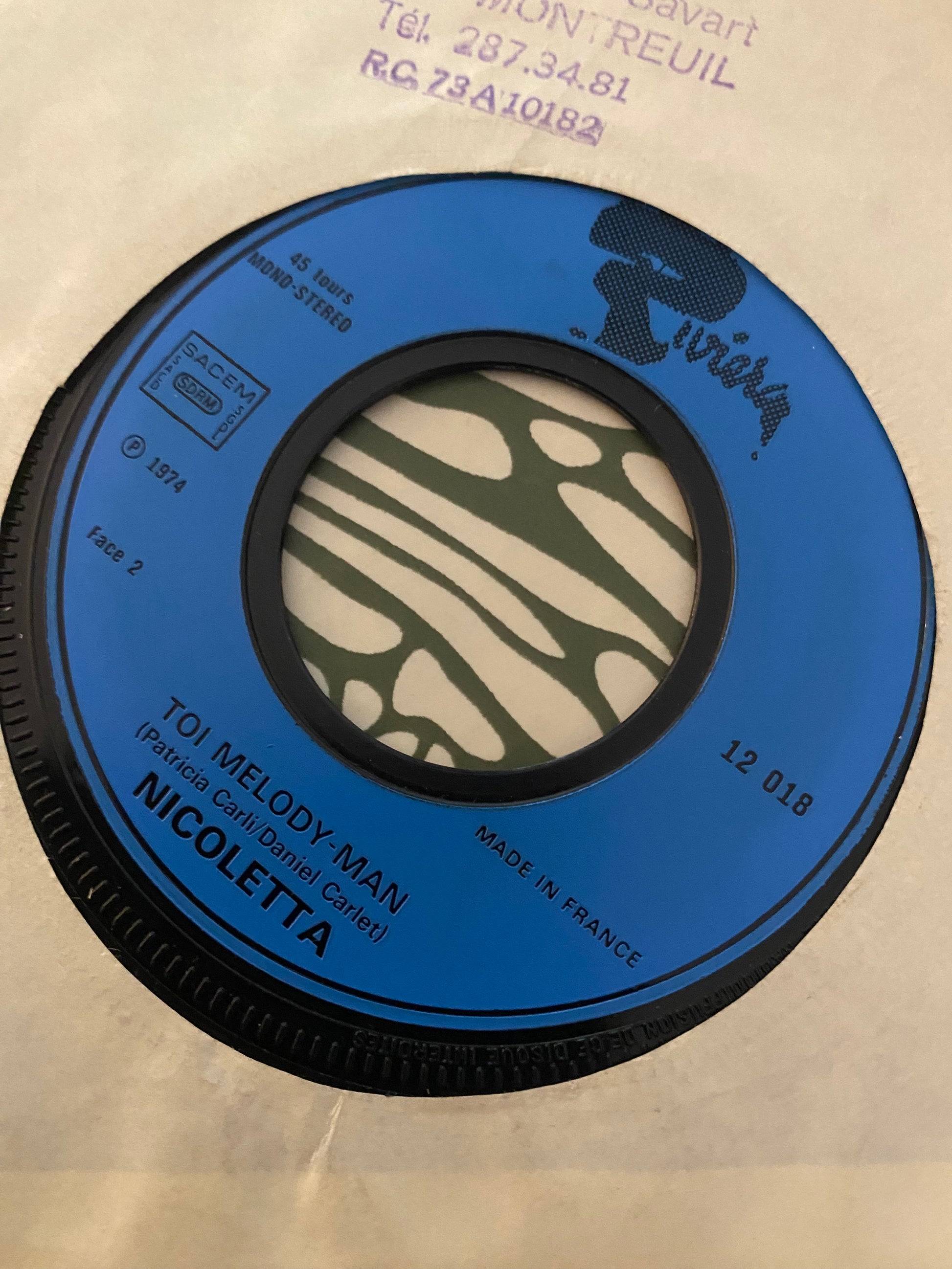 Disque vinyle 45 tours Nicoletta. Glory Alleluia 1974