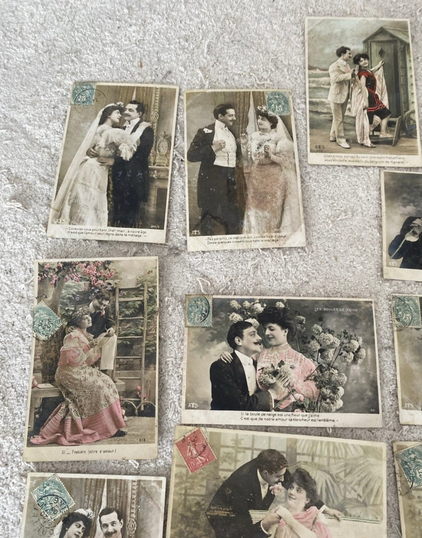 Cartes postales anciennes Fantasy couples Lot de 20 édition A. S