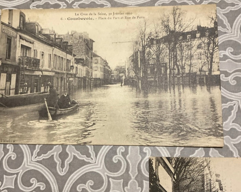 Cartes postales anciennes Courbevoie inondations de Janvier 1910 Lot de 7