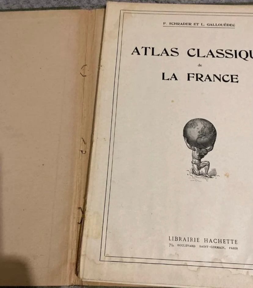 Livre ancien Atlas classique de la France. Schrader & Gallouedec carte 47 a 70