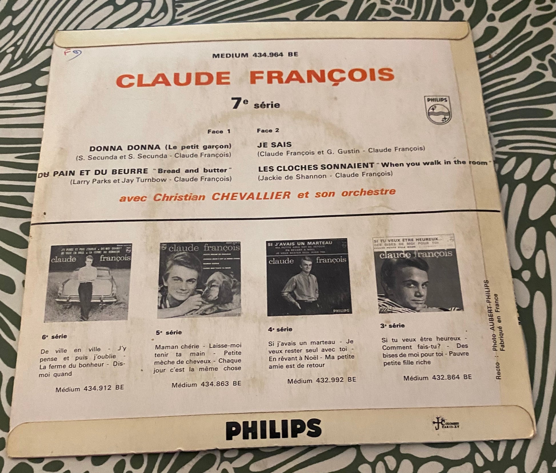 Disque vinyle 45 tours Claude François Donna donna