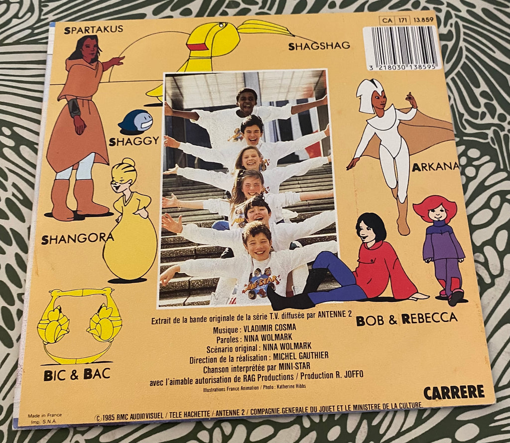 Disque vinyle 45 Tours Les mondes engloutis. Bande originale de la serie TV chanté par Mini star.