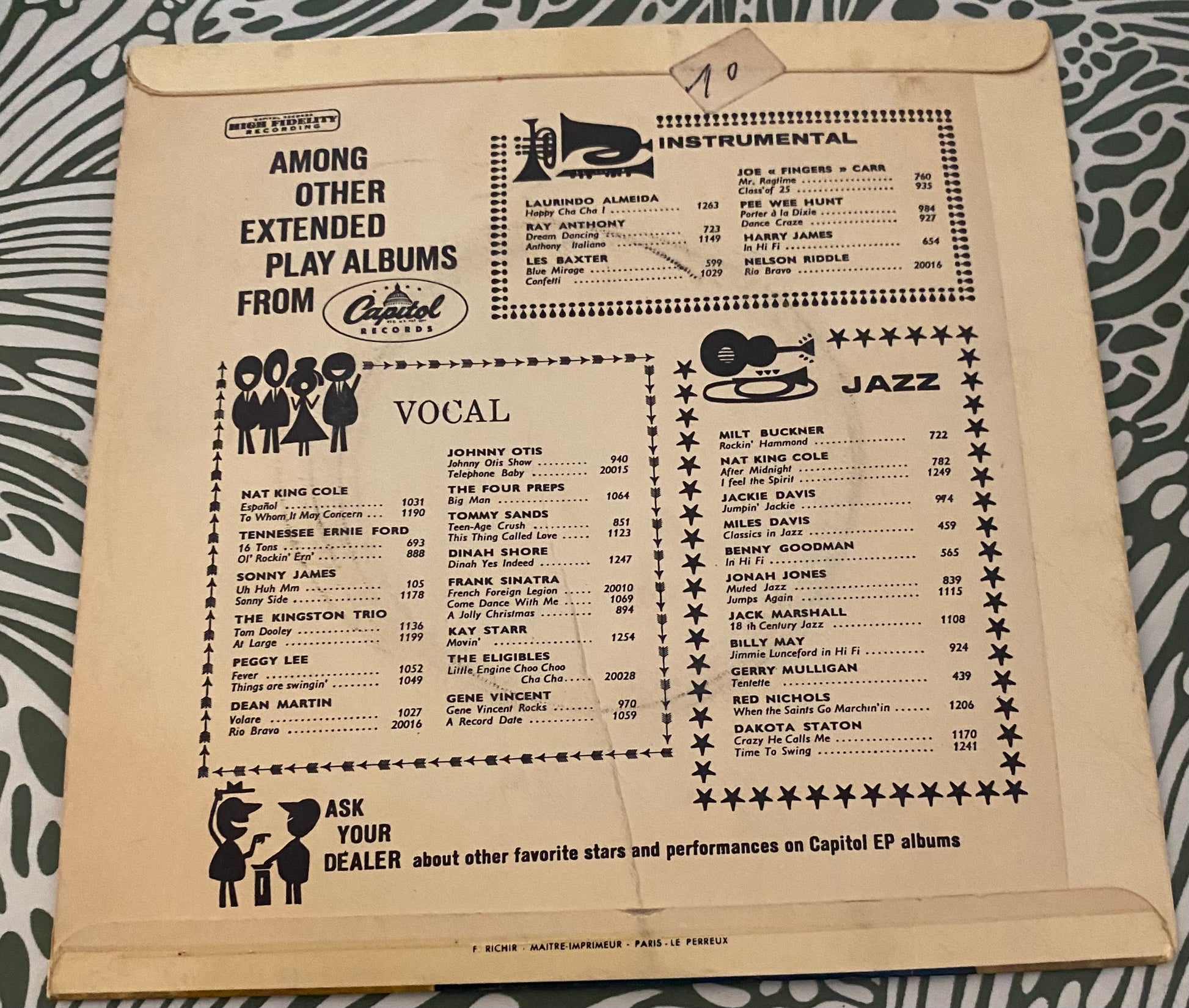Disque vinyle 45 Tours Franck Sinatra. Sentimental Baby