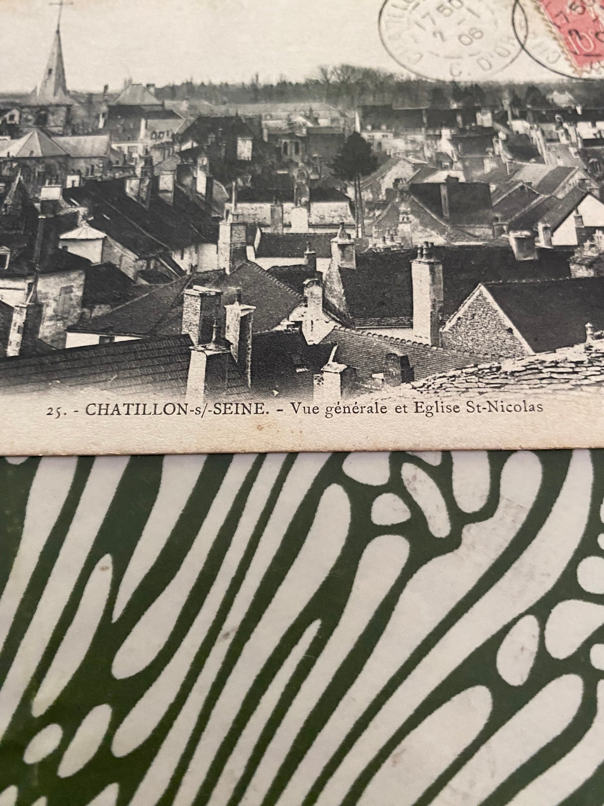 Carte postales ancienne Chantillon sur Seine. Vue générale et église saint Nicolas. 1906