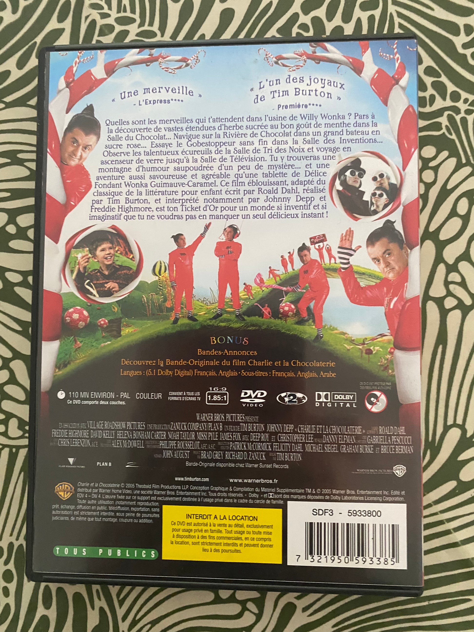 DVD Charlie et la Chocolaterie. Johnny Depp