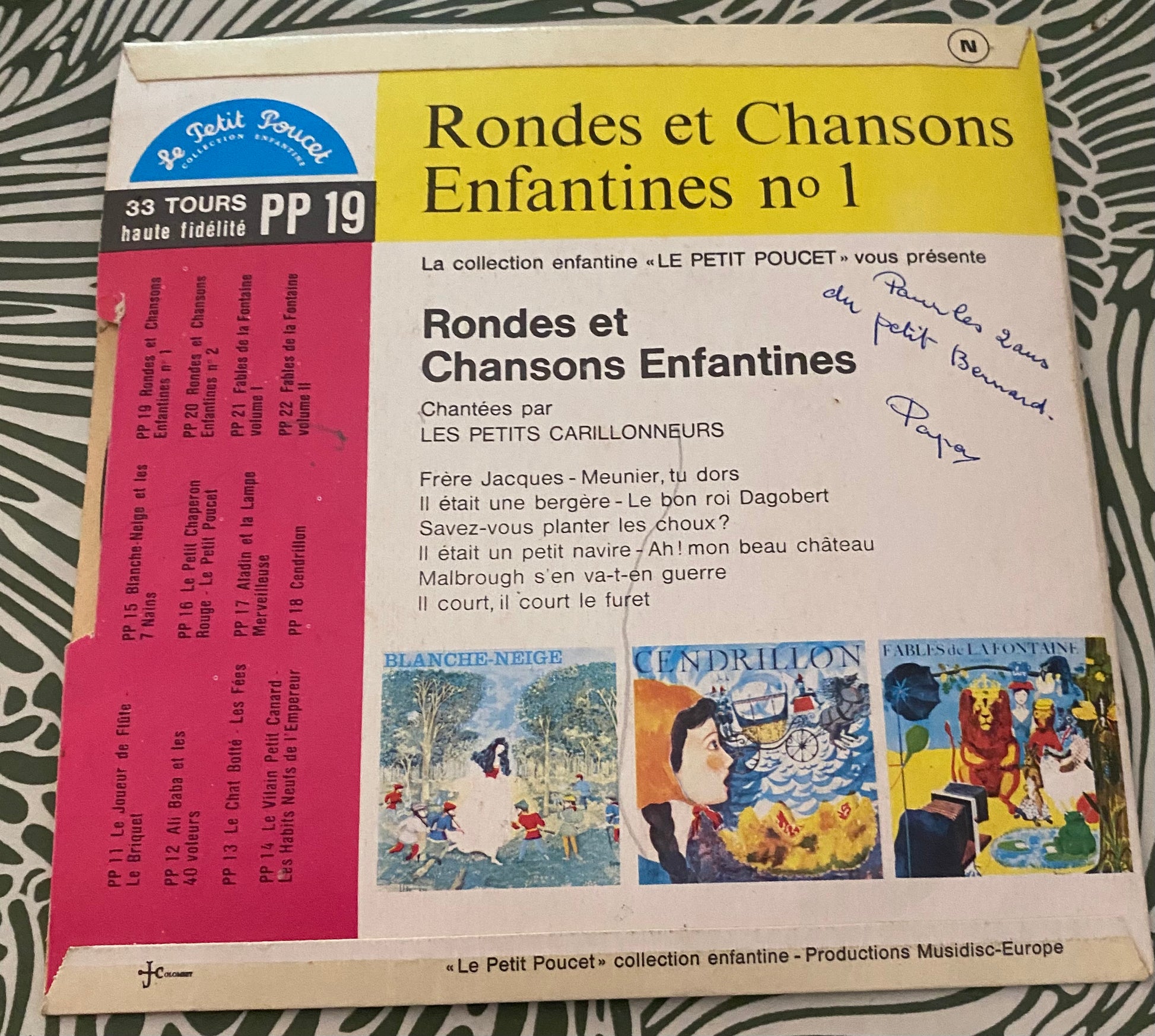 Disque vinyle Ronde et chansons enfantines numéro 1 PP19