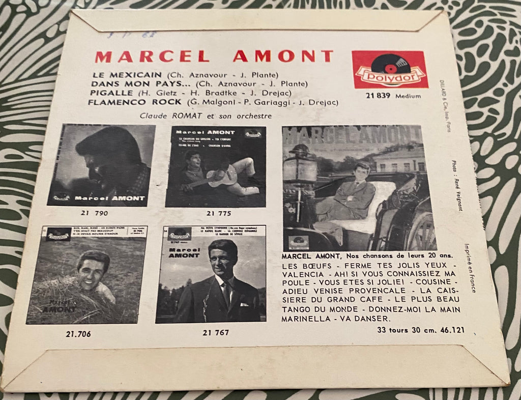 Disque vinyle 45 tours Marcel Amont. Le mexicain