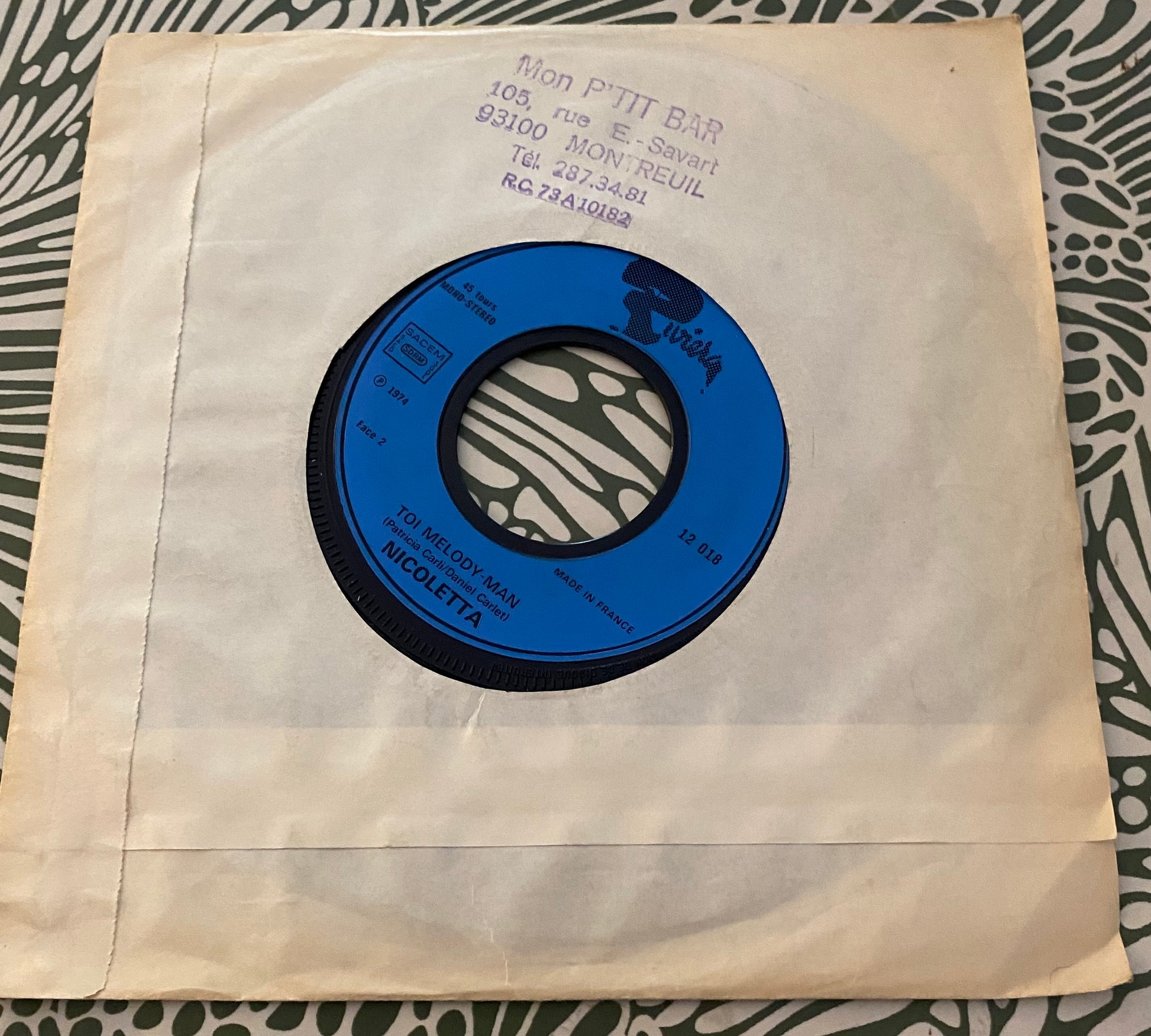 Disque vinyle 45 tours Nicoletta. Glory Alleluia 1974