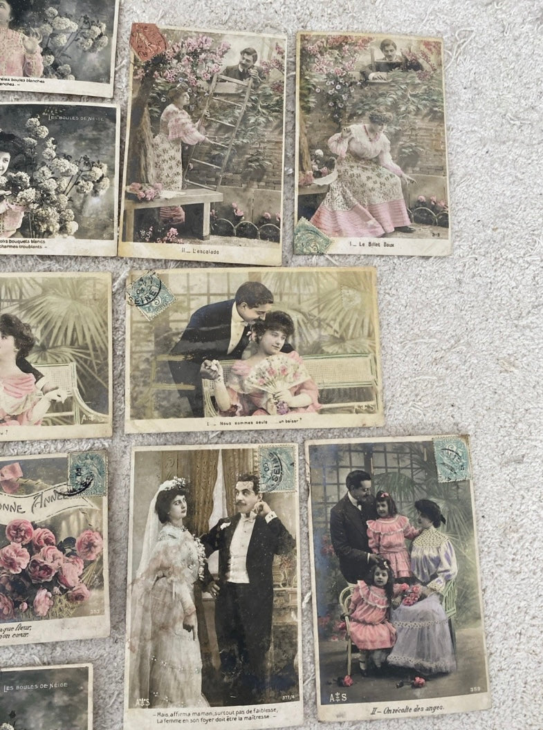 Cartes postales anciennes Fantasy couples Lot de 20 édition A. S