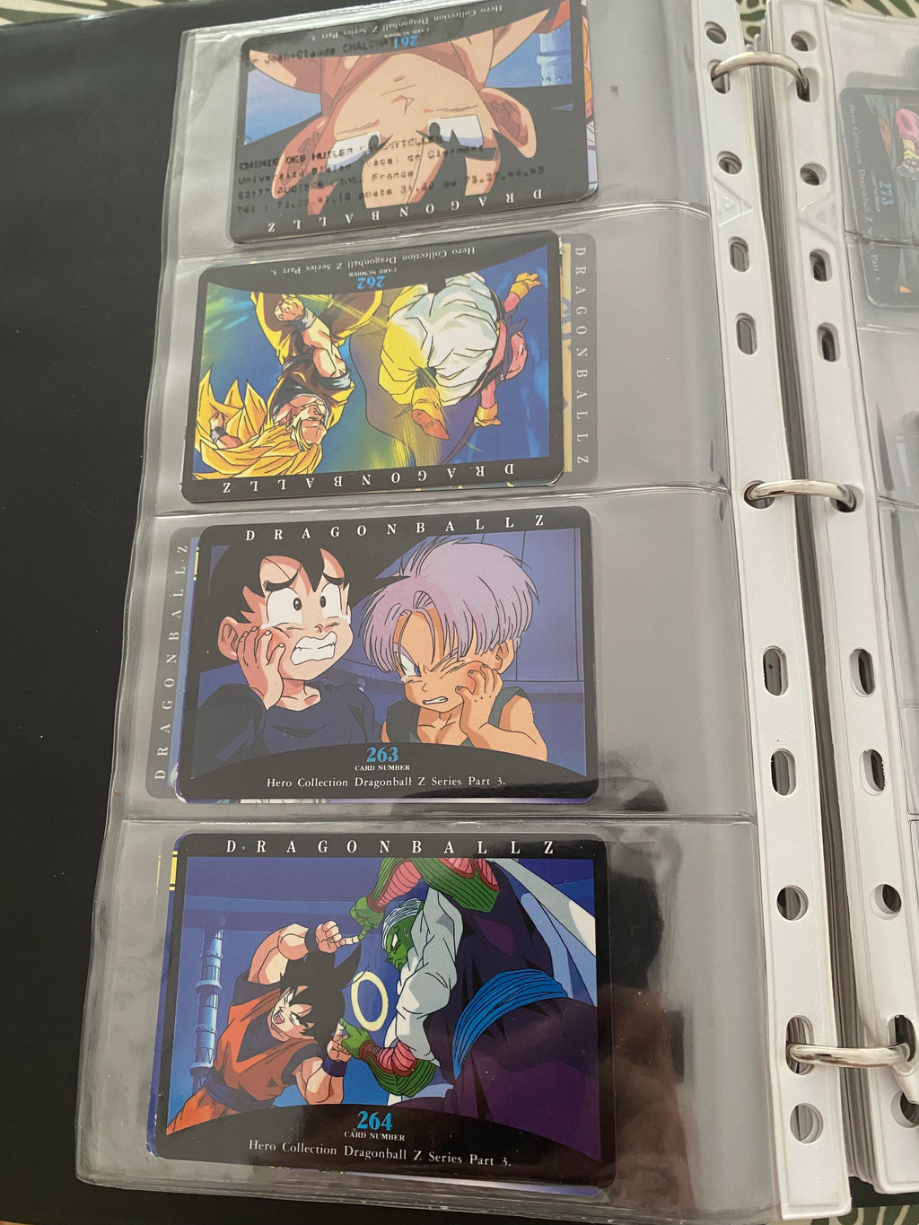 Dragon Ball Z part 3 cartes de collection numéro 261.262.263.264 Lot de 4.