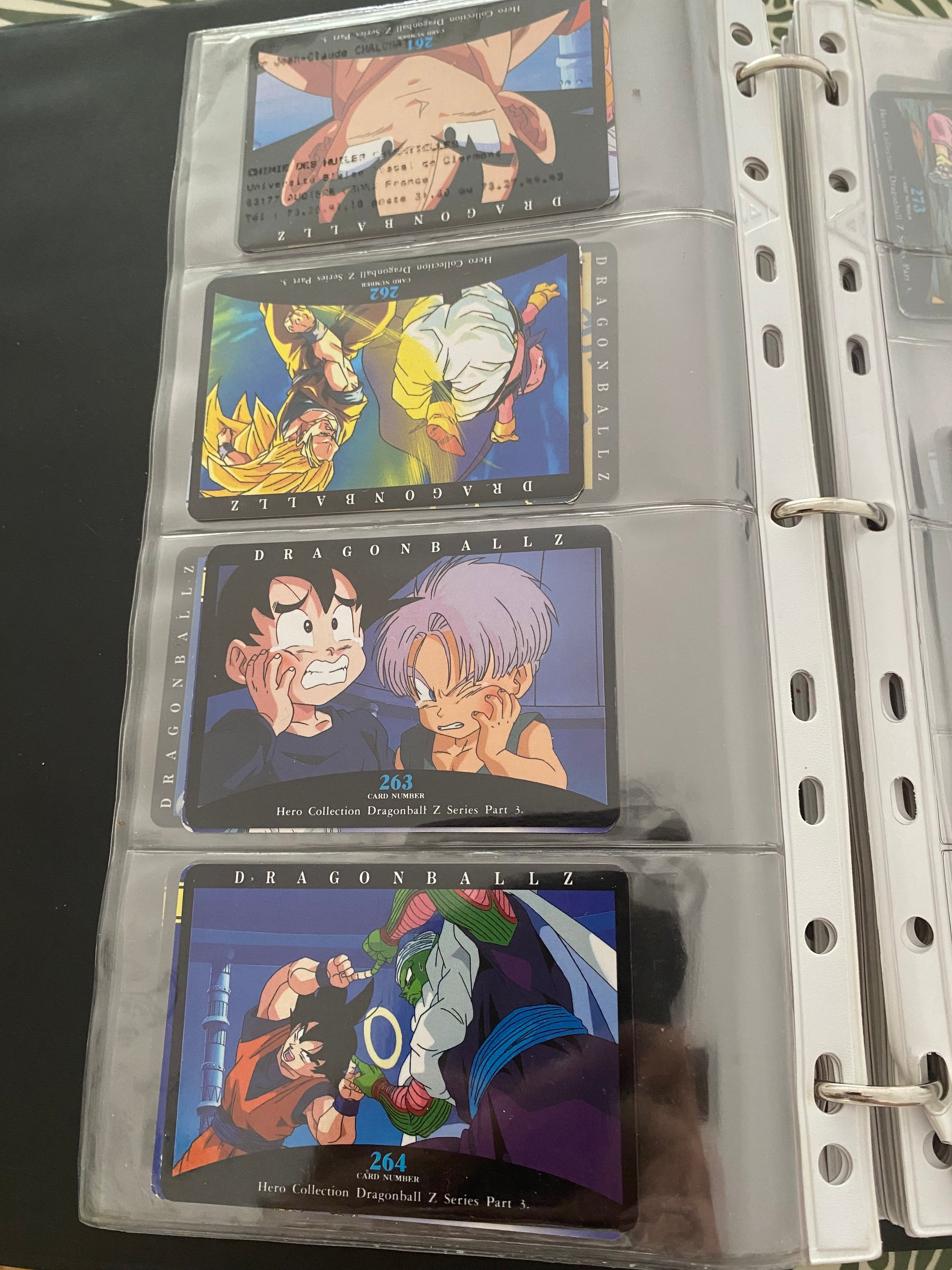 Dragon Ball Z part 3 cartes de collection numéro 261.262.263.264 Lot de 4.