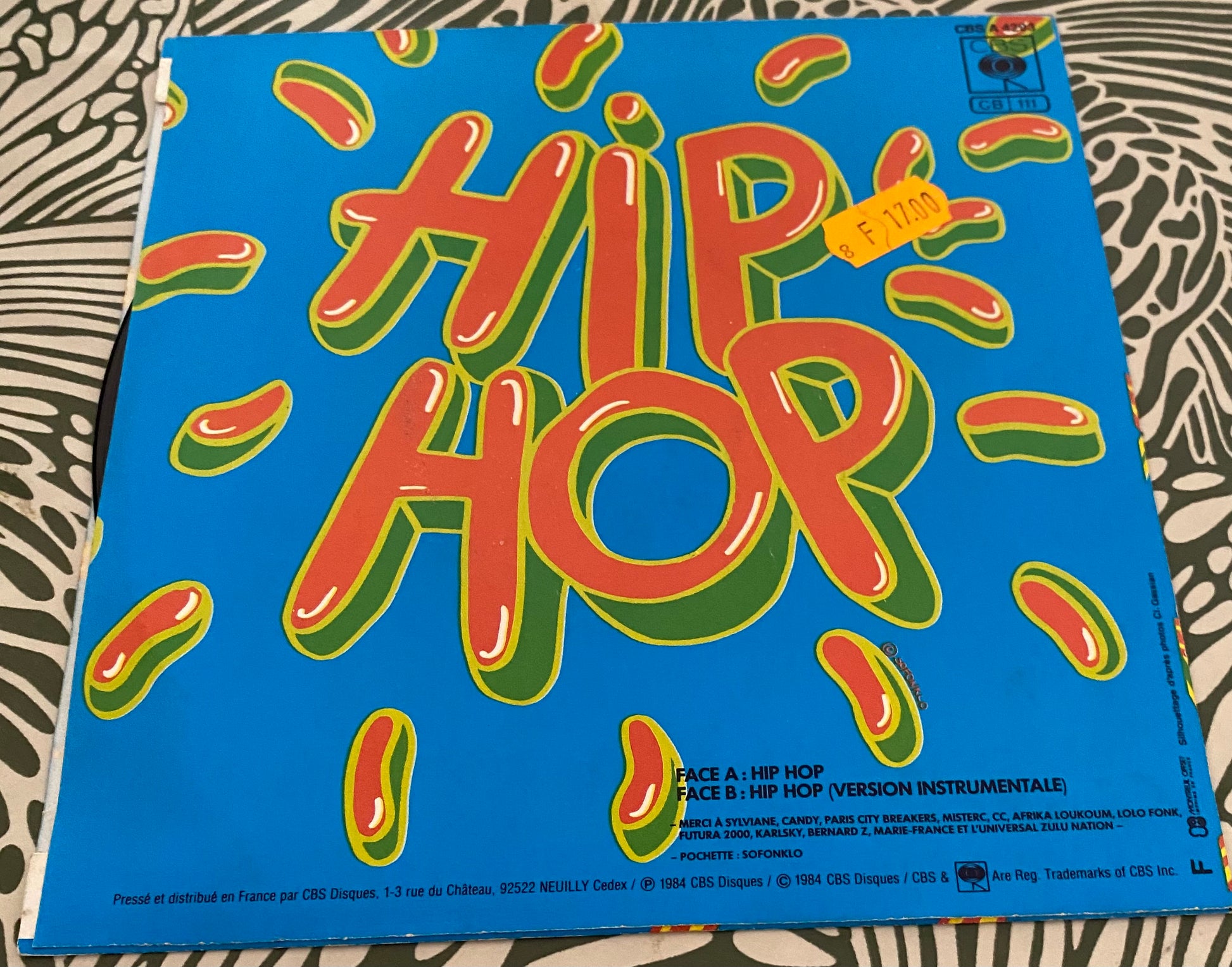 Disque vinyle 45 Tours Hip Hop version originale du générique TF1 1984
