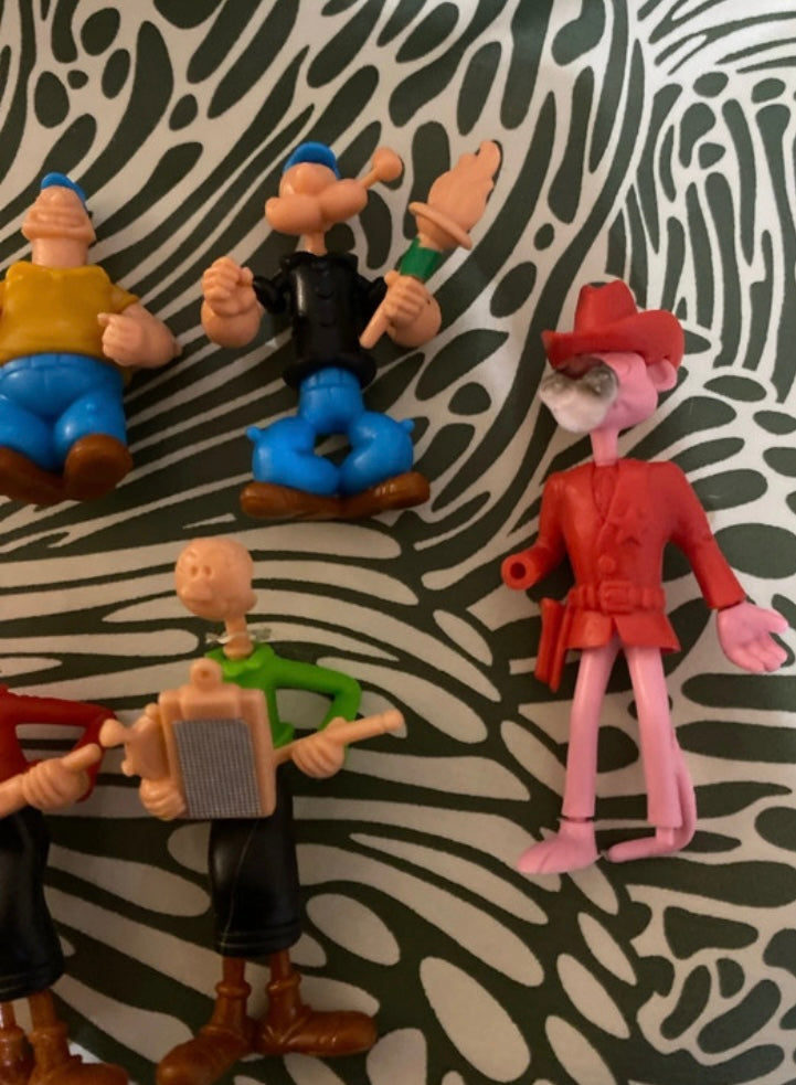 Figurines anciennes Kinder montables Popeye. Astérix. Panthère rose. Esquimau. Cowboy