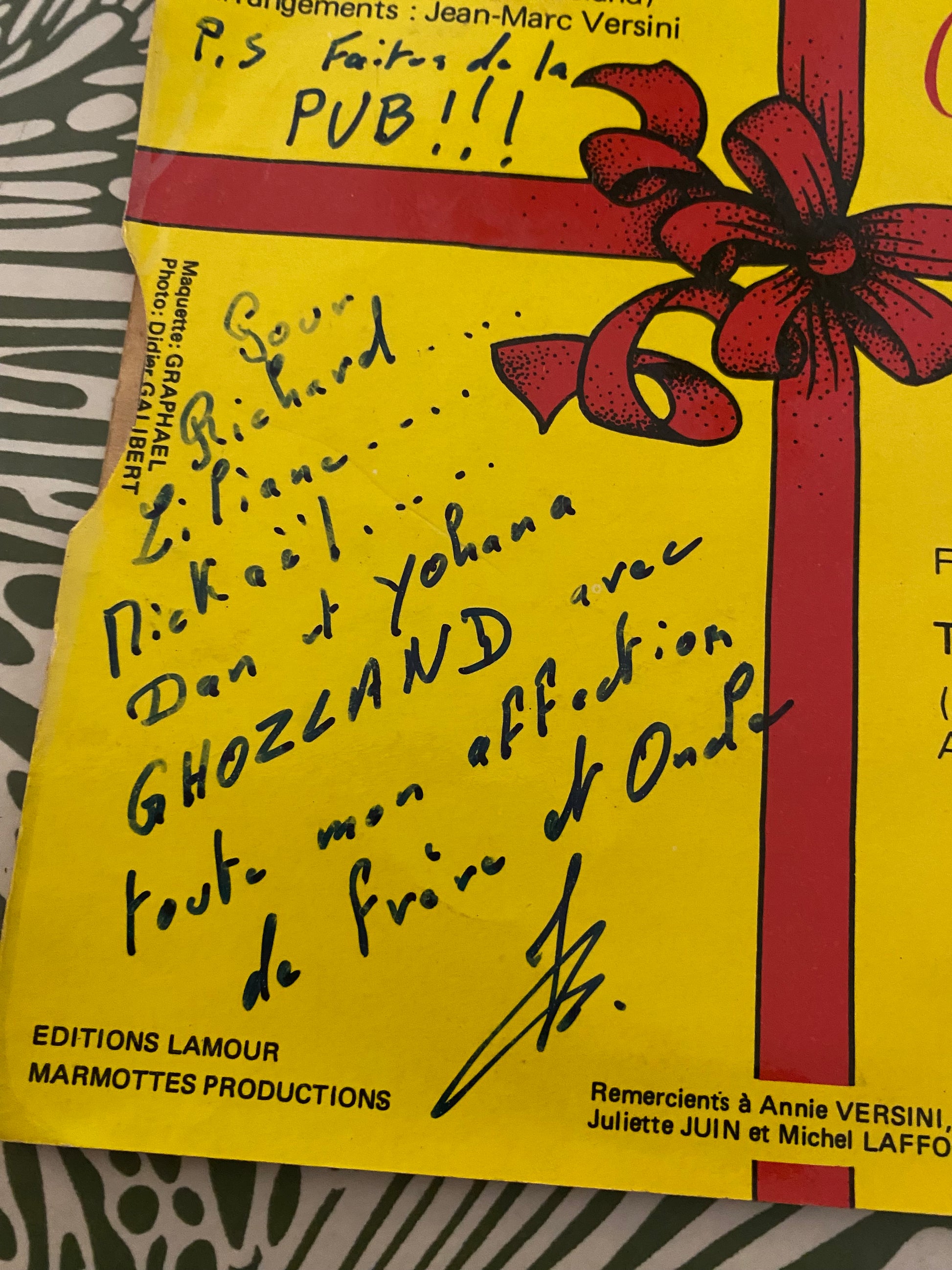 Disque vinyle 45 Tours Guy Ghozland Fais moi Ho! Ho! Dedicacé