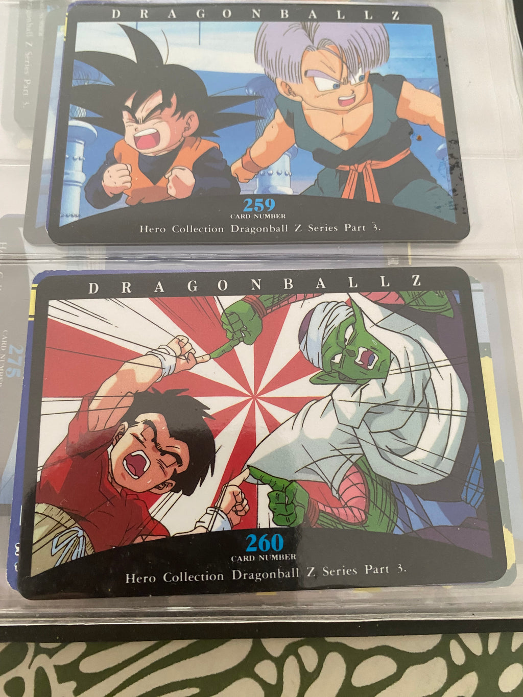 Dragon Ball Z part 3 cartes de collection numéro 257.258.259.260 Lot de 4