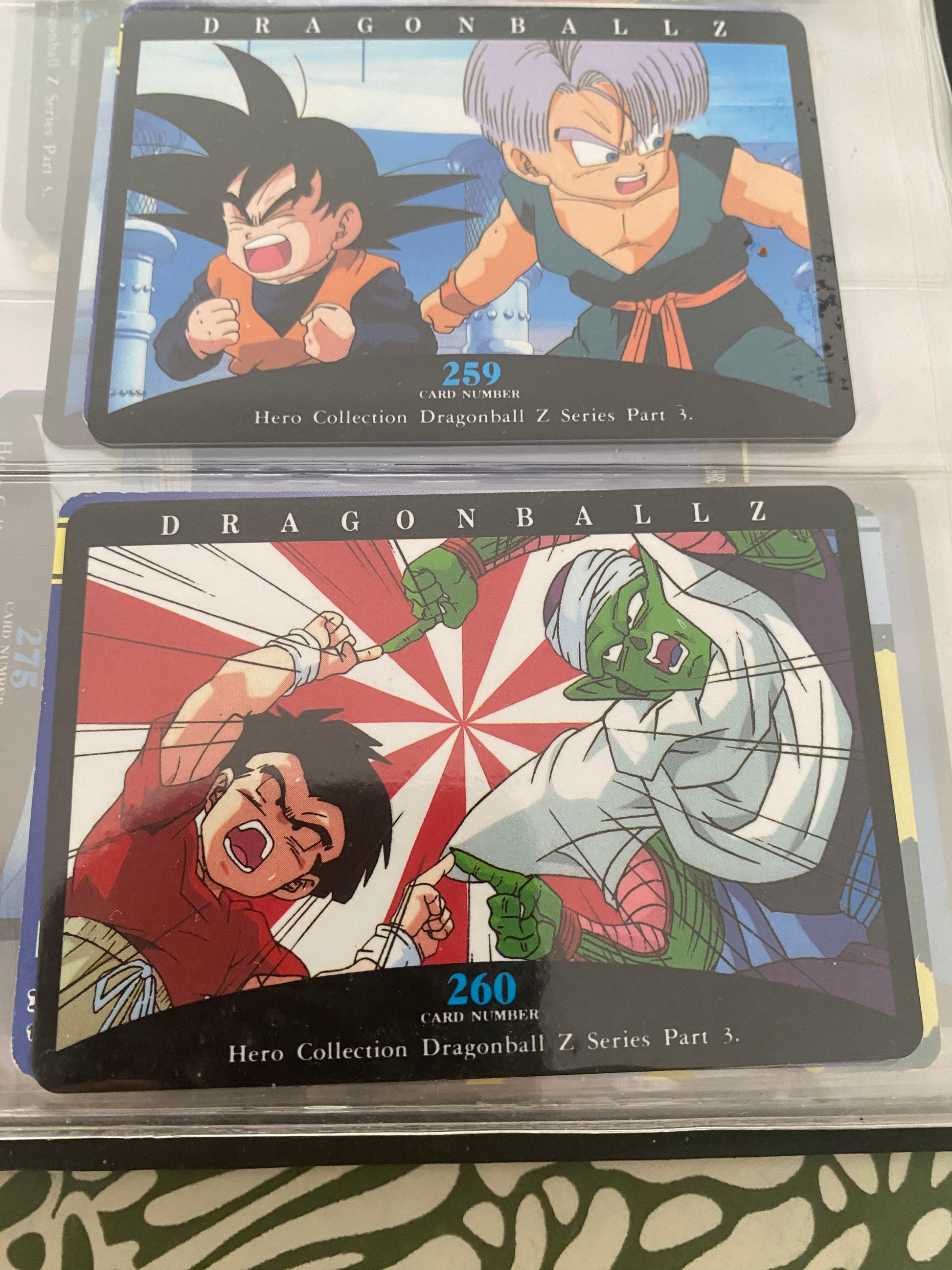 Dragon Ball Z part 3 cartes de collection numéro 257.258.259.260 Lot de 4
