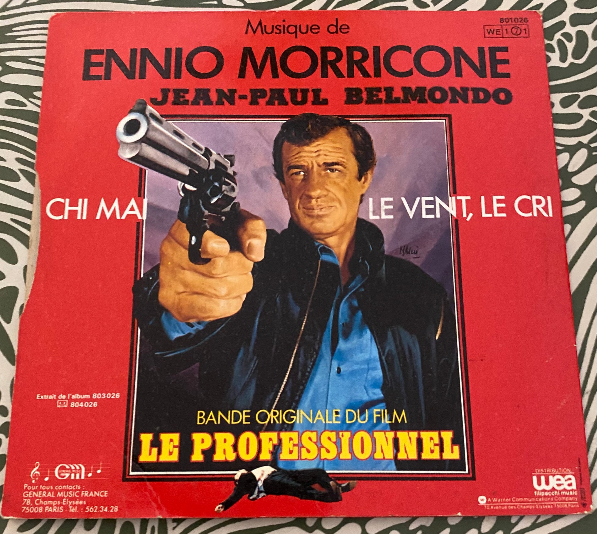 Disque vinyle 45 Tours Ennio Morricone jean Paul Belmondo bande originale du film le professionnel