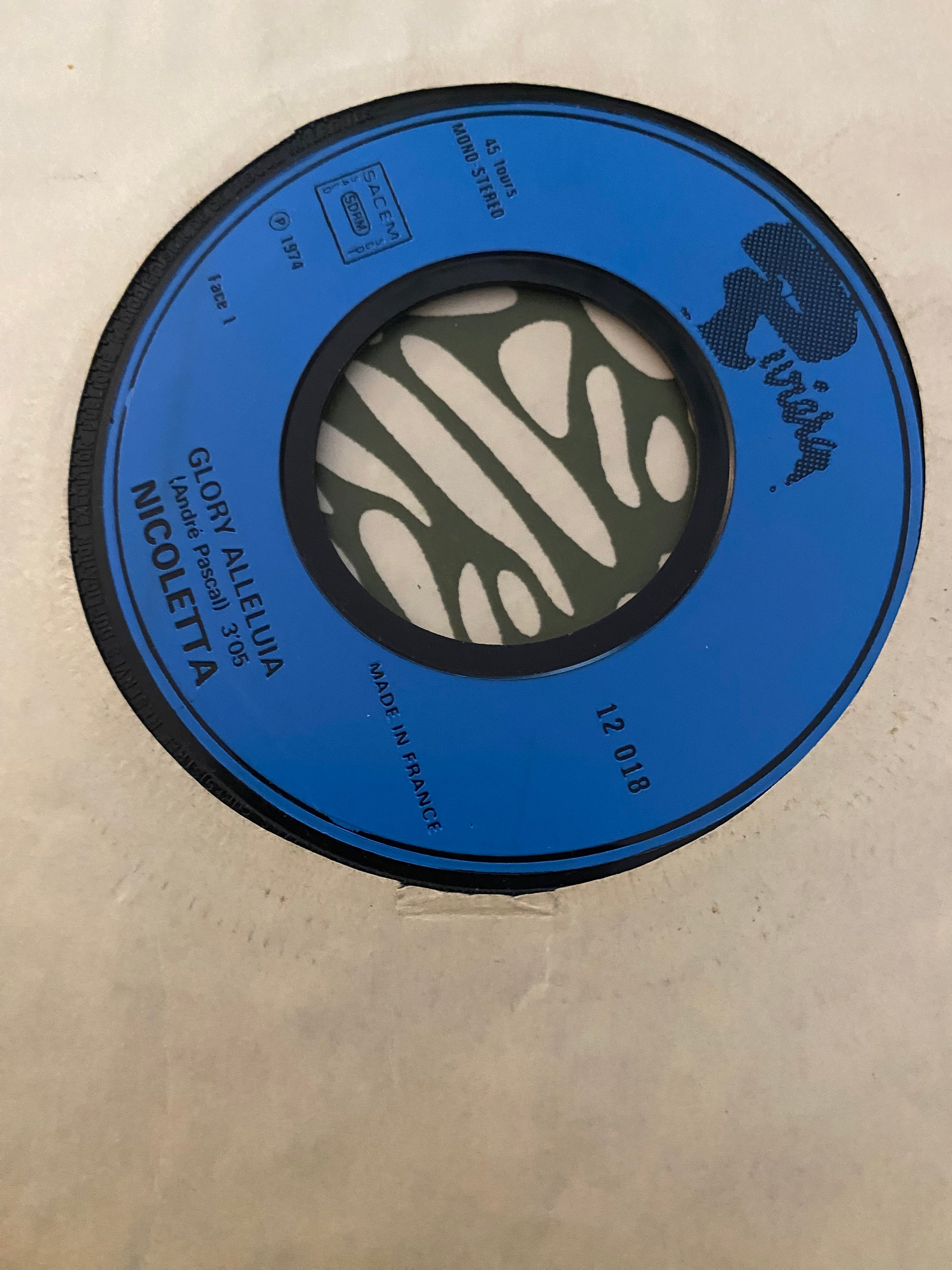 Disque vinyle 45 tours Nicoletta. Glory Alleluia 1974