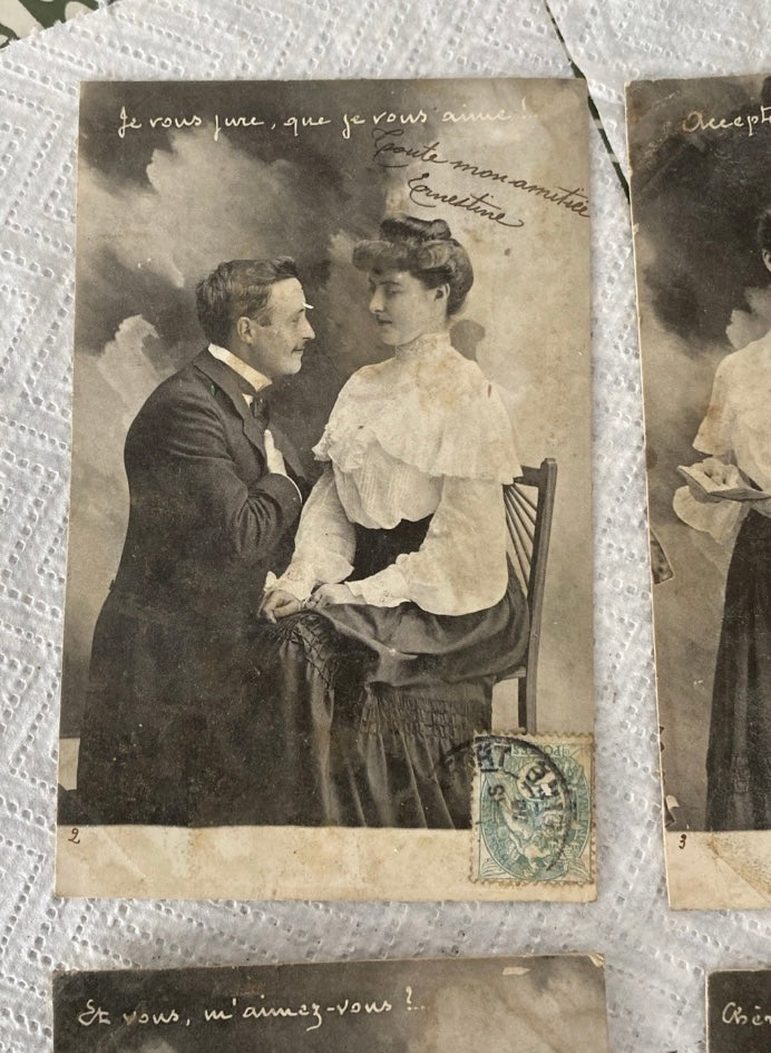 Cartes postales anciennes Fantasy couples Lot de 7 début 1900