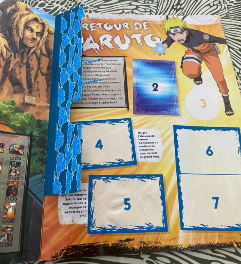 Album images Panini Naruto Shippuden. Une soixantaine d’images collées