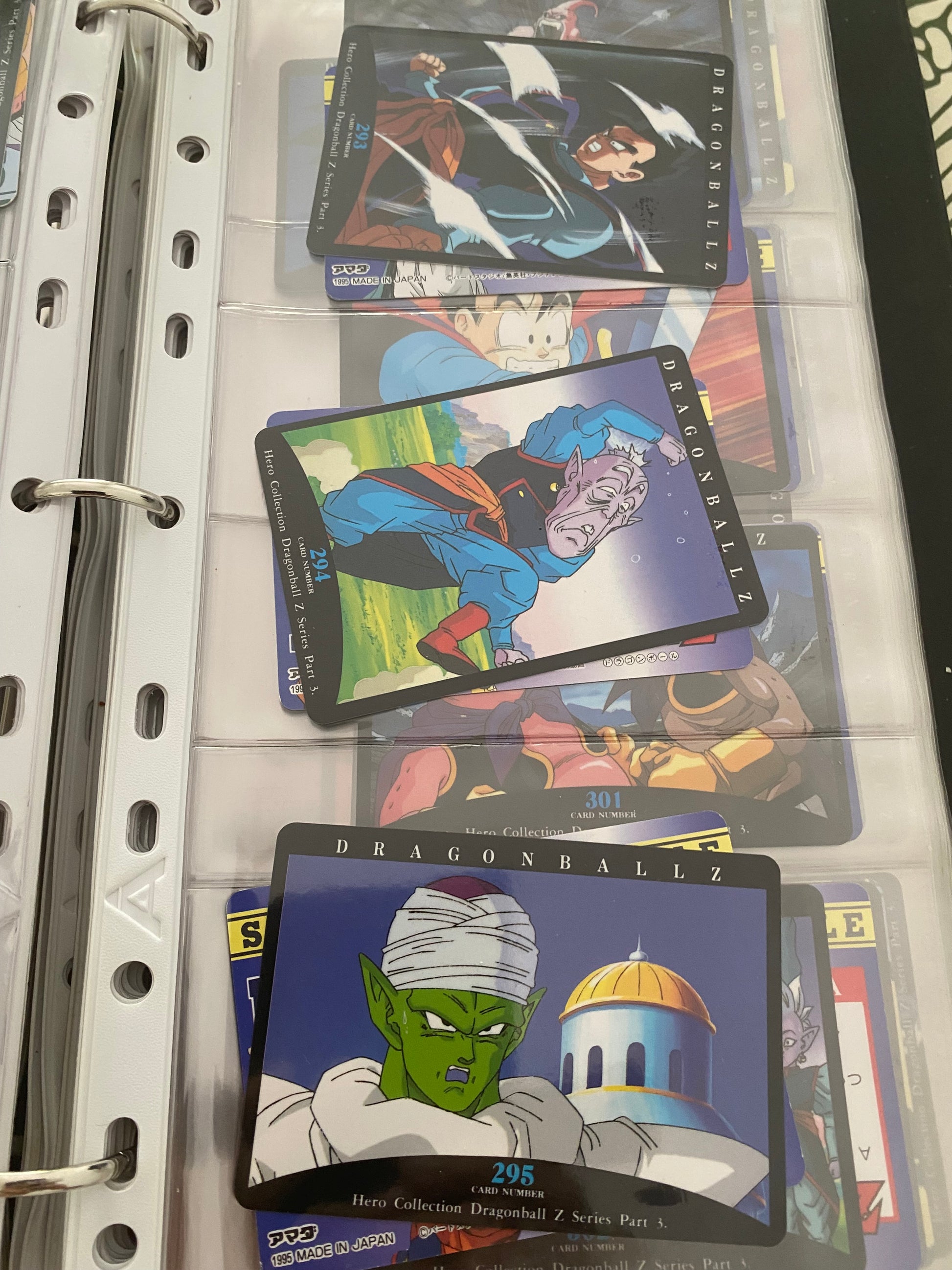 Dragon Ball Z part 3 cartes de collection numéro 293.294.295 Lot de 3