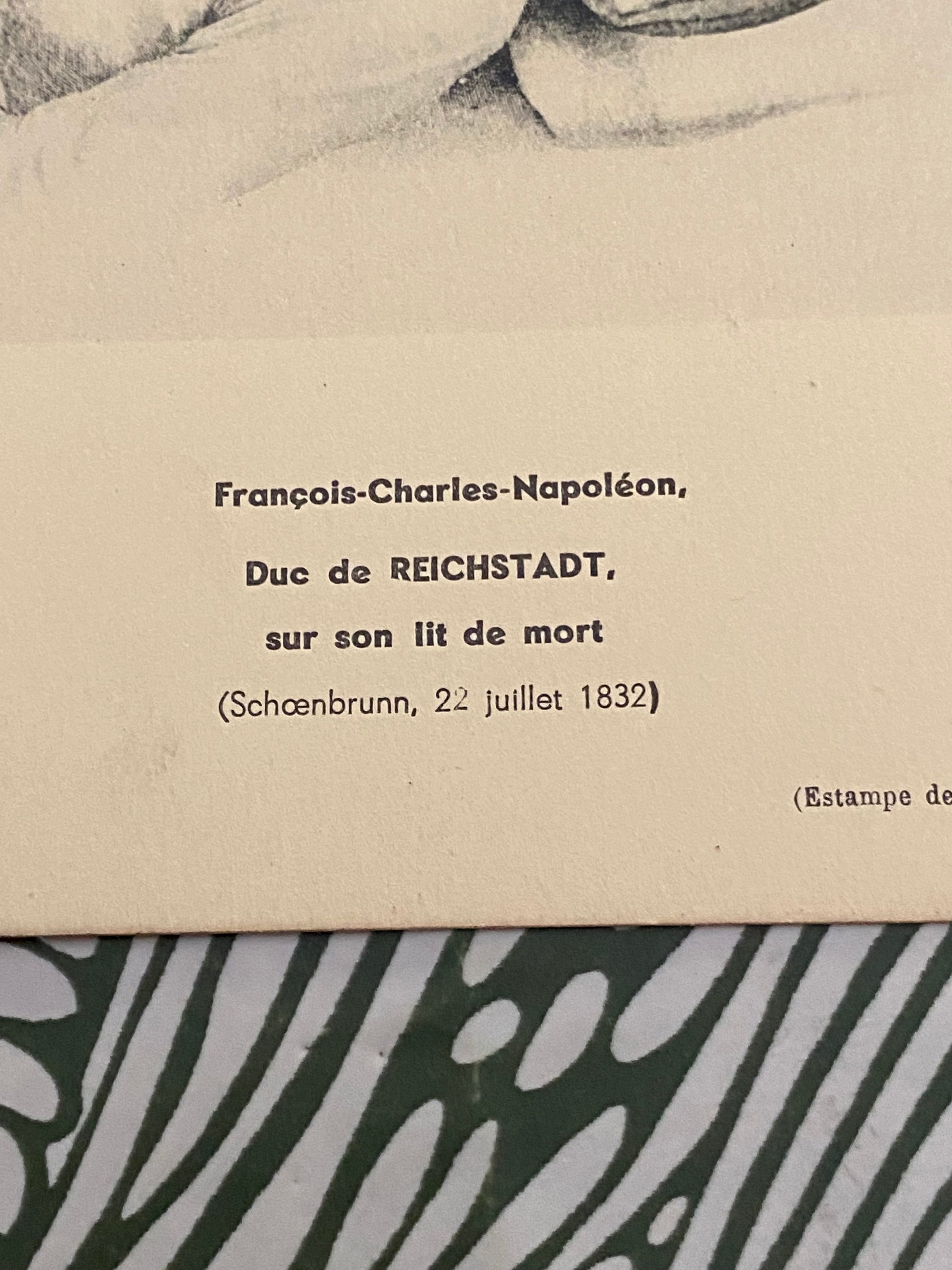 Carte postale François Charles Napoléon. Duc de Reichstadt sur son lit de mort