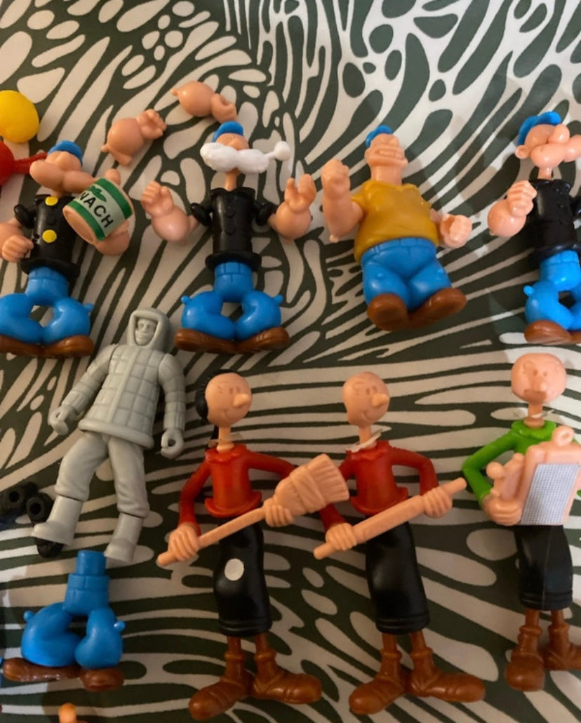 Figurines anciennes Kinder montables Popeye. Astérix. Panthère rose. Esquimau. Cowboy