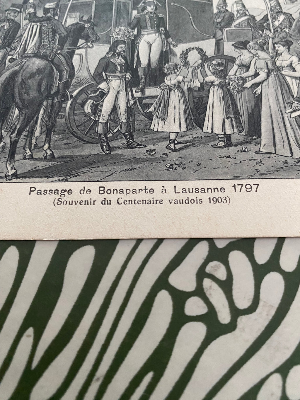Carte postale. Passage de Bonaparte à Lausanne 1797