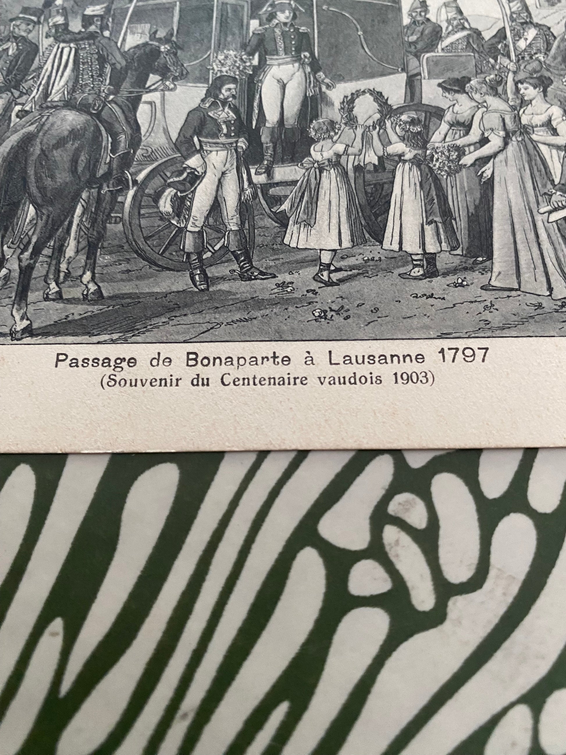 Carte postale. Passage de Bonaparte à Lausanne 1797