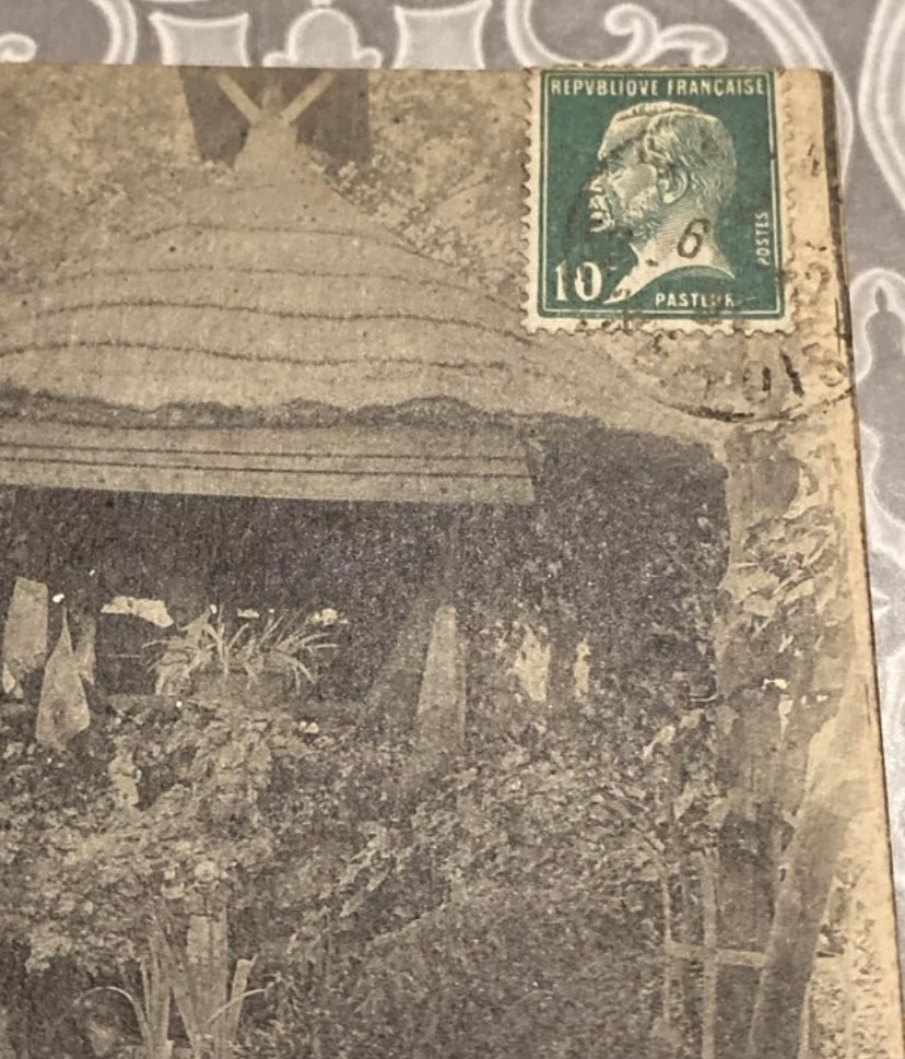 Carte postale ancienne Rare Sannois Kiosque Rustine du père. La galette Moulin. La terrasse