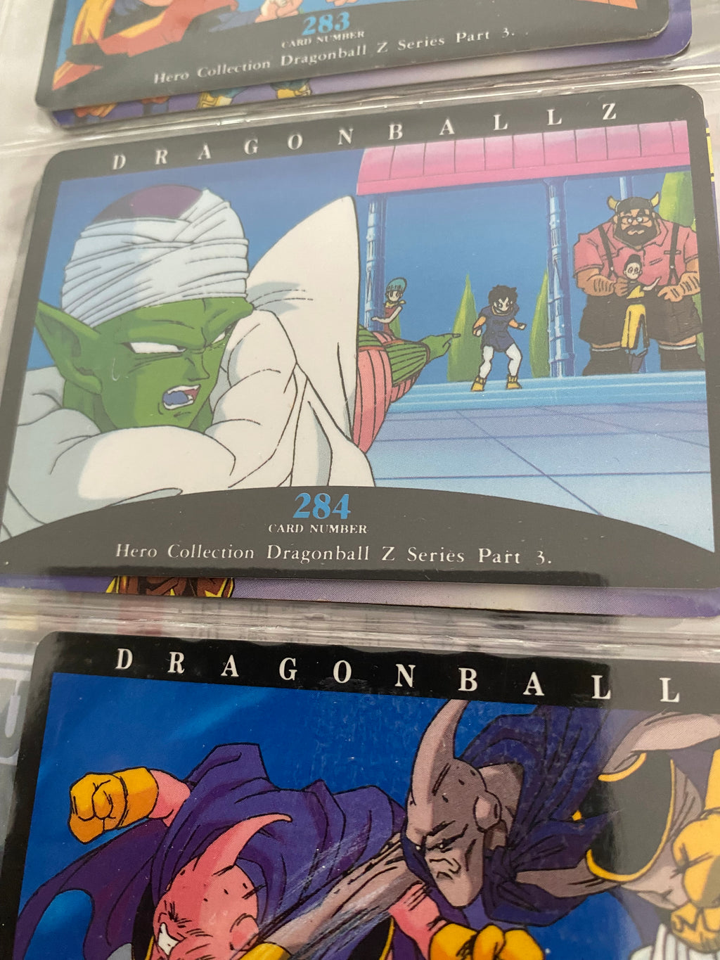 Dragon Ball Z part 3. Cartes de collection numéro 283.284.285.286 Lot de 4.