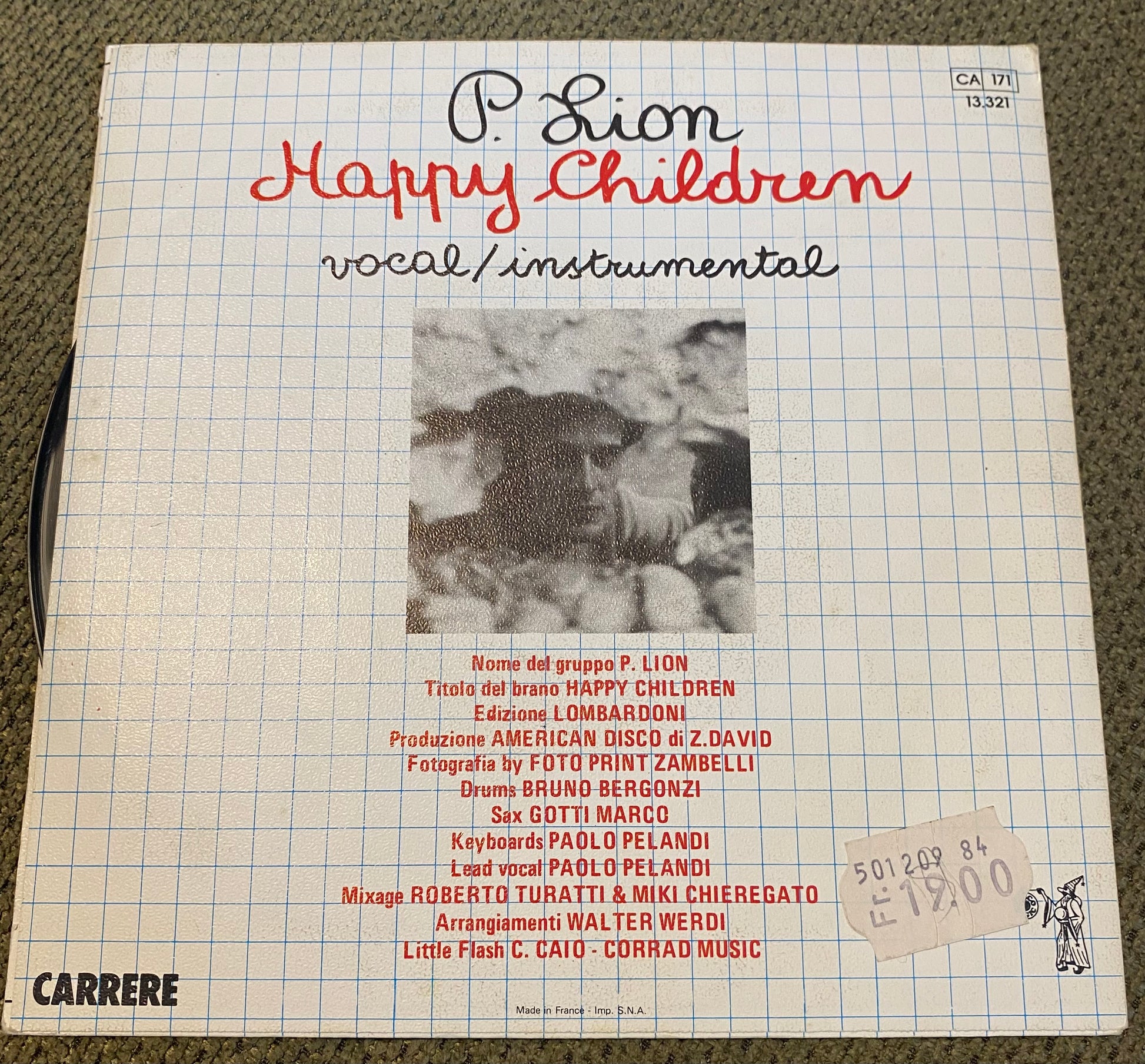 Disque vinyle 45 tours P. Lion. Happy Children.