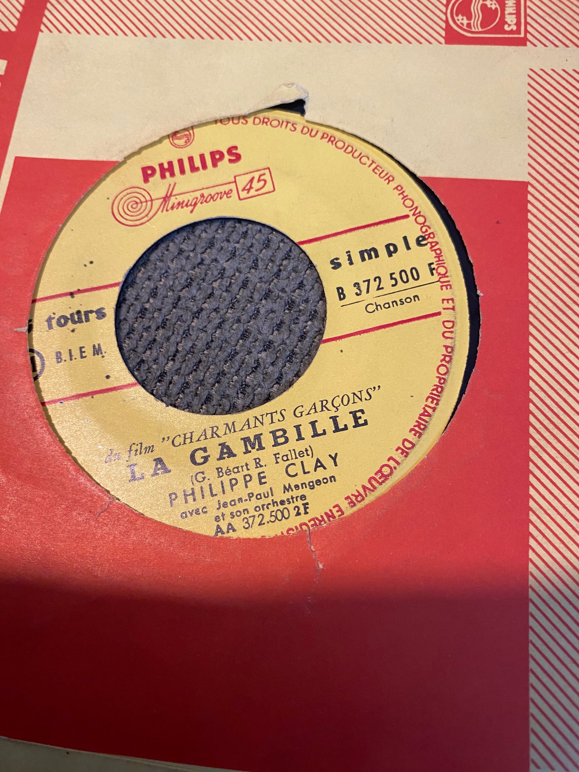 Disque vinyle 45 tours Zizi Jeanmaire et Philippe Clay du film charmants garçons La Gambille