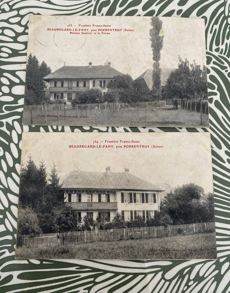 Cartes postales anciennes Frontières Franco-Suisses 1906 lot de 2