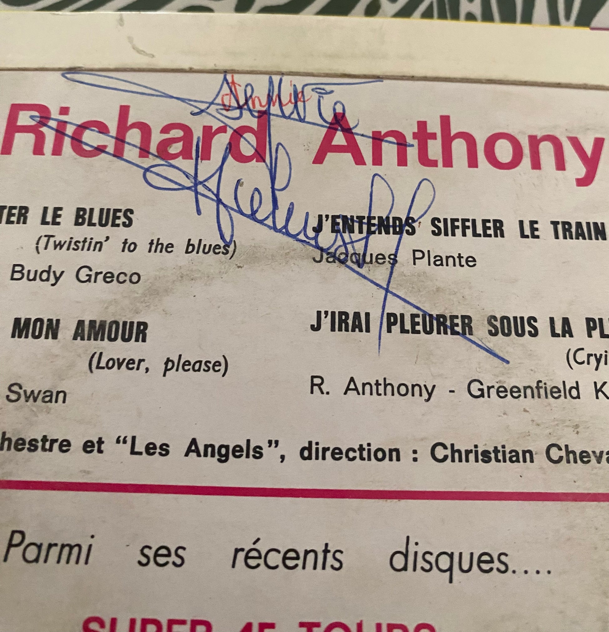 Disque vinyle 45 Tours Richard Anthony. J’irai twister le blues