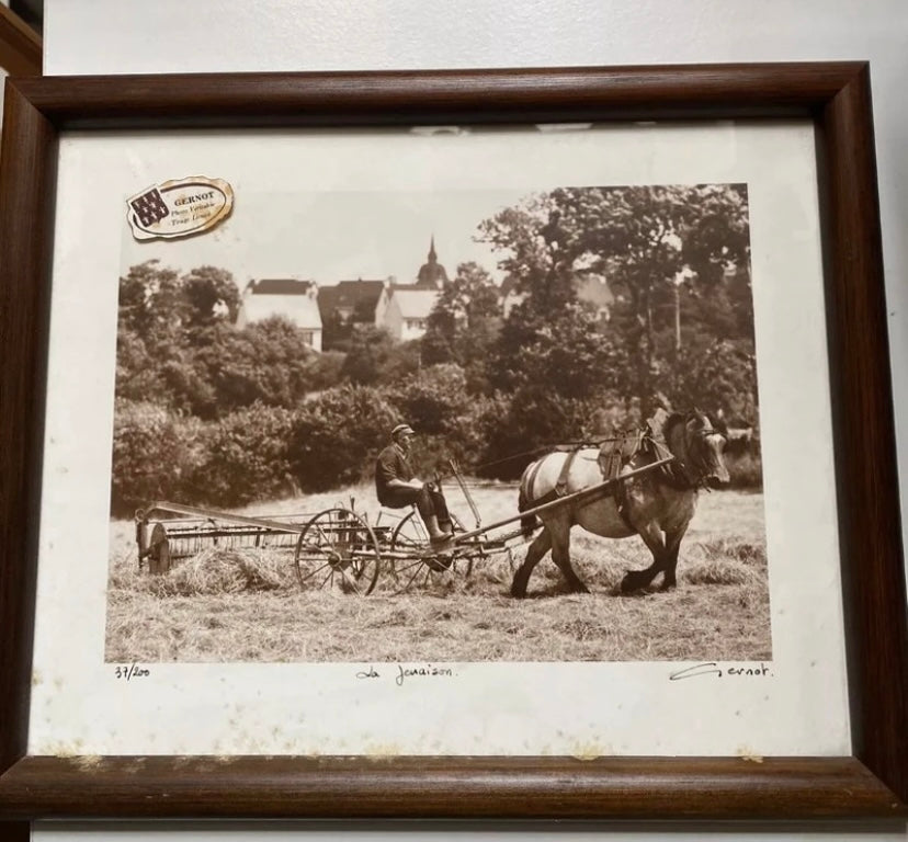 Photo ancienne dans son cadre Gernot véritable numérotée et signée. Paysan