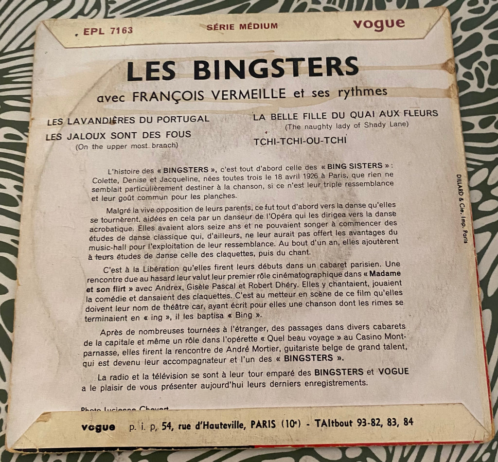 Disque vinyle 45 Tours Les Bingsters avec François Vermeille et ses rythmes