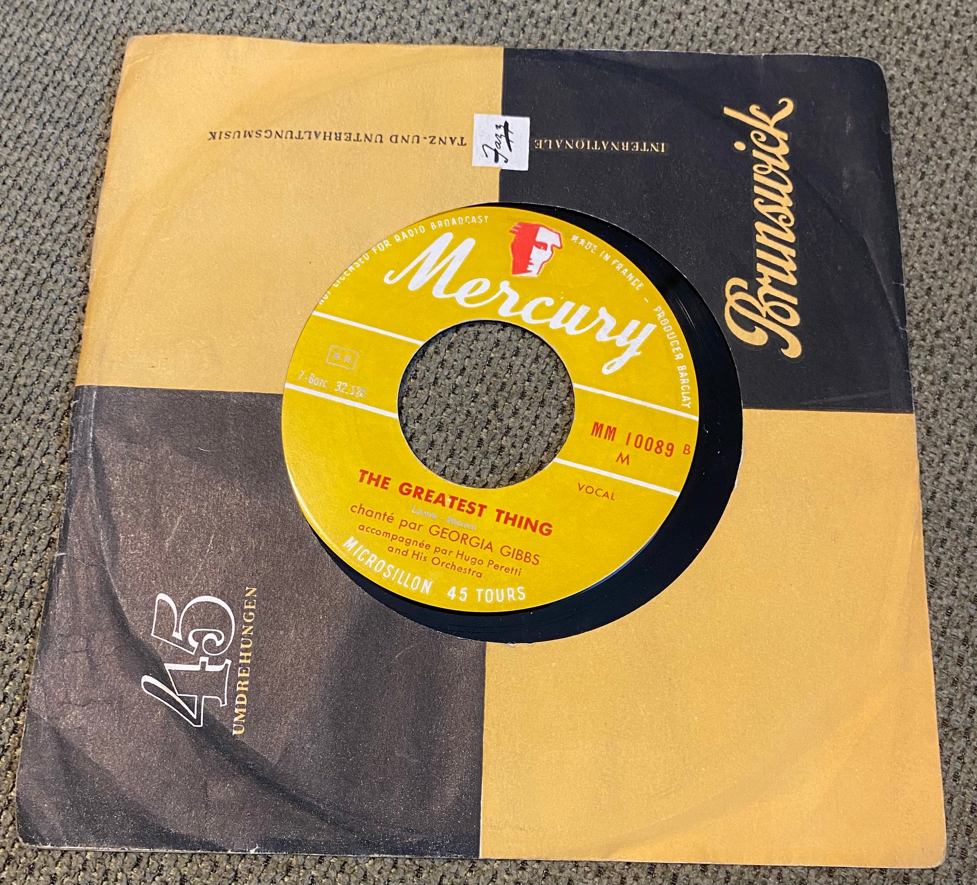 Disque vinyle 45 tours Rock Right georgia gibbs. The greatest thing