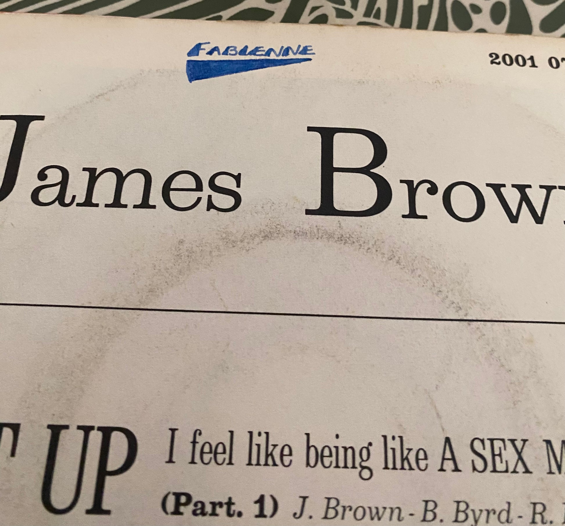 Disque vinyle 45 Tours James Brown. A Sex machine