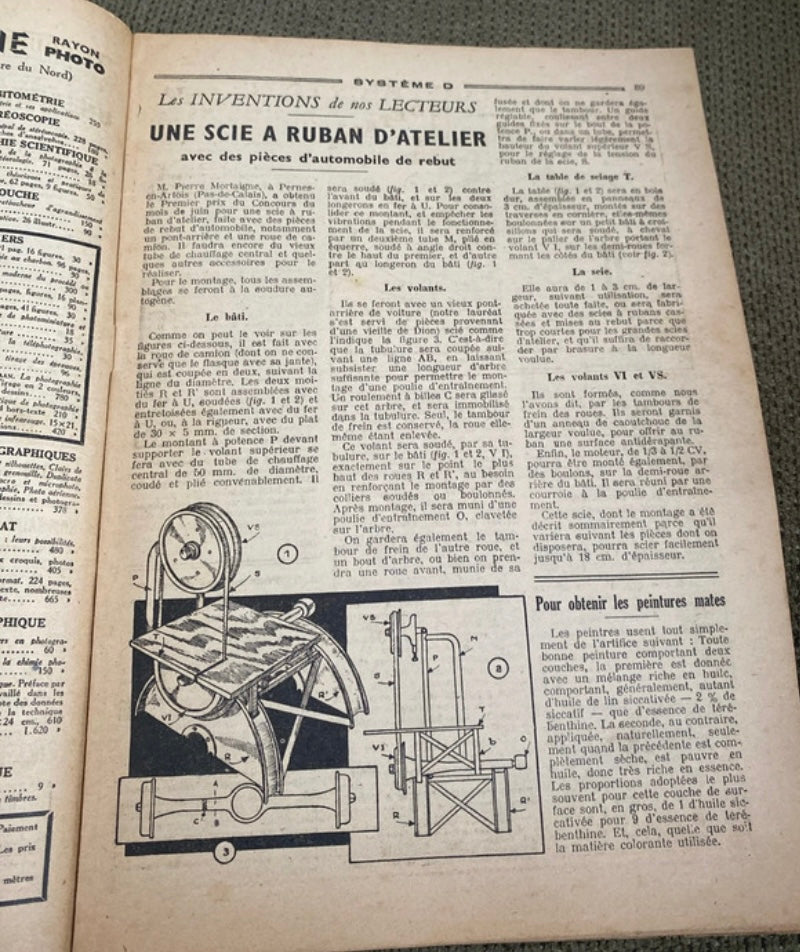 Magazine ancien Système D revue de bricolage. Scie à ruban