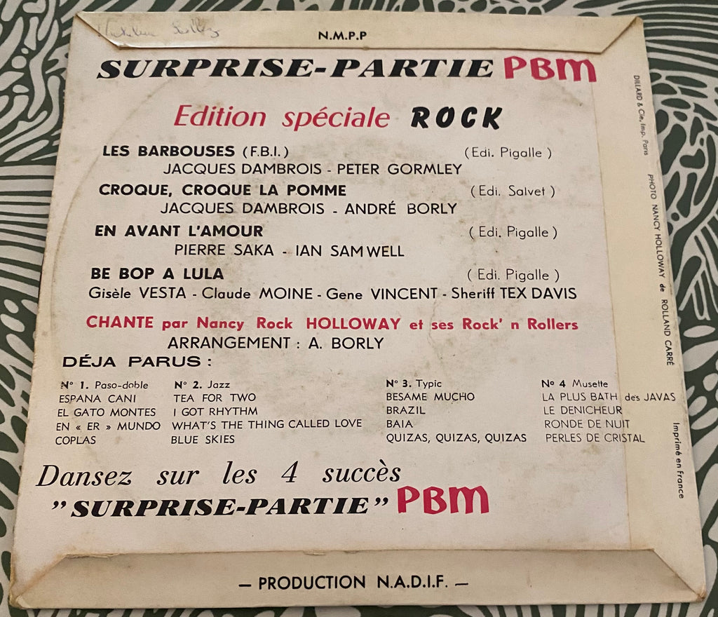 Disque vinyle 45 Tours. Surprise partie Édition Rock. Les barbouses