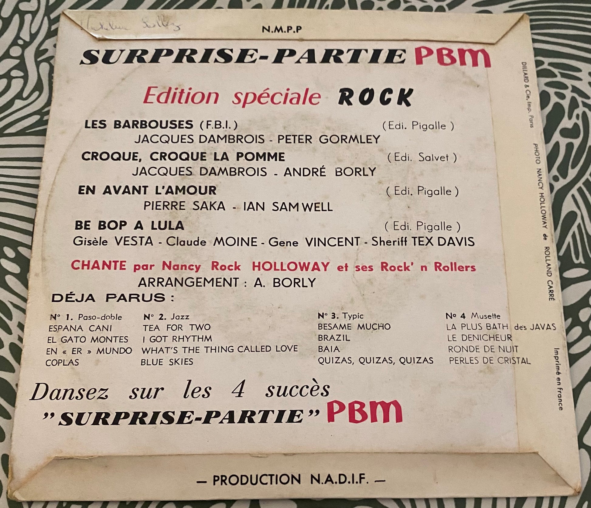 Disque vinyle 45 Tours. Surprise partie Édition Rock. Les barbouses