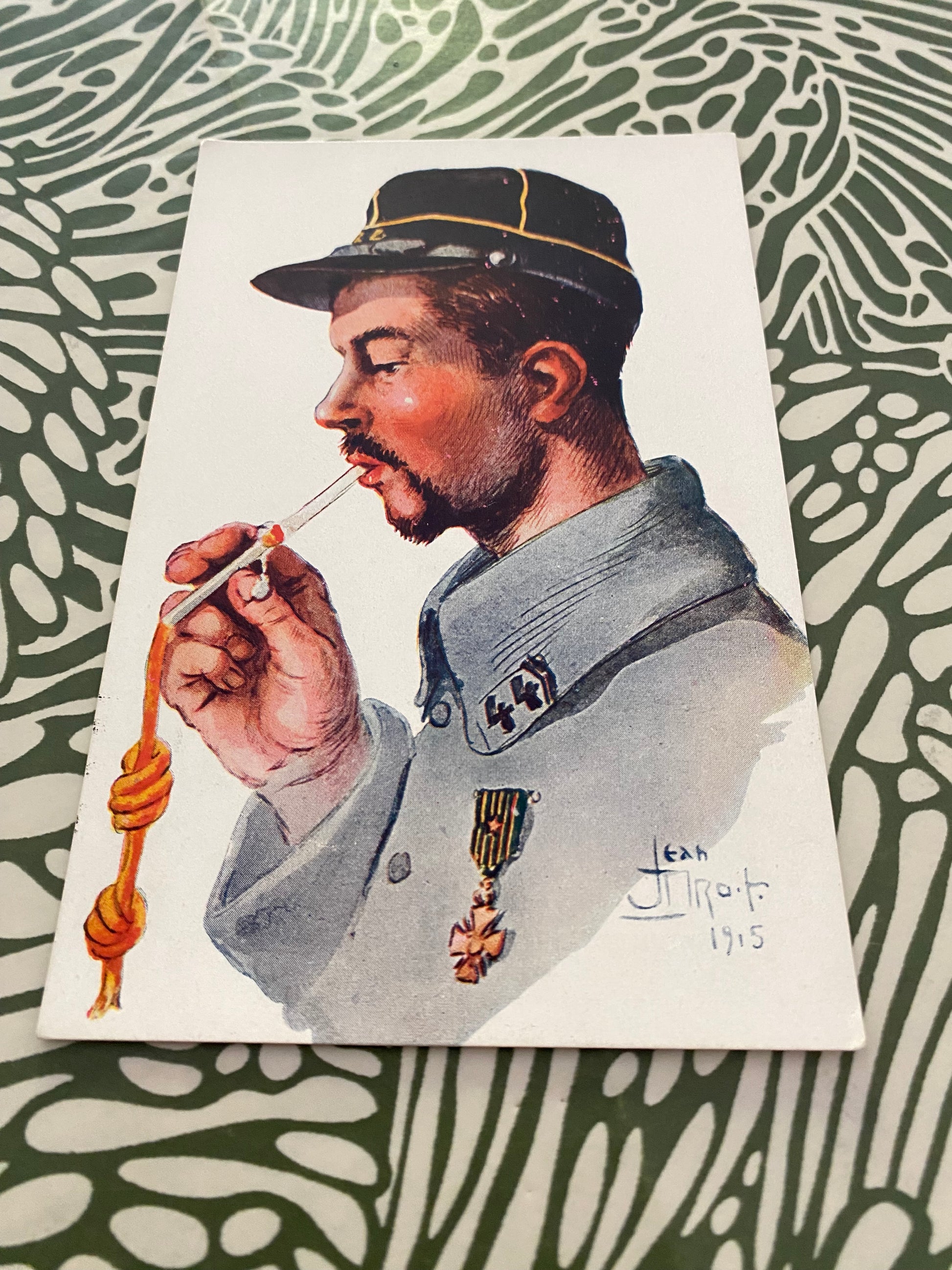 Carte postale soldat signé Jean Droit